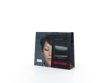 Shopper bag personalizzata 37x12x32 H - Carta patinata 140 gr. - Stampa Quadricromia fondo pieno - maniglia tubetto pvc nero