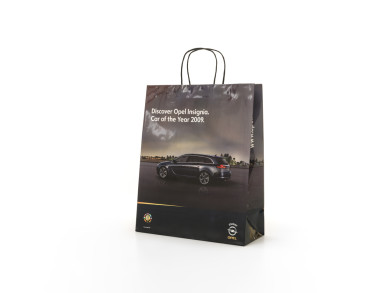 Shopping bag 26x11x34 H - Carta patinata 120 gr. + plastifica lucida - Stampa quadricromia fondo pieno - maniglia carta ritorta
