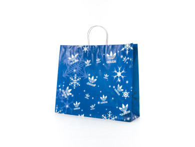 Shopping bag 54x14x44 H - Carta patinata 120 gr. + vernice di protezione - Stampa 3 colori fondo pieno + retinatura - maniglia carta ritorta