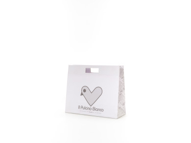 Shopping Bag 36x13x30 H - Carta Kraft Bianco 170 gr. - Stampa 2 colori - maniglia&nbsp;fustellata rettangolare
